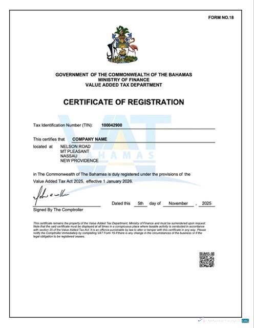Download The Bahamas certificate of registration Word and PDF template Photoshop template